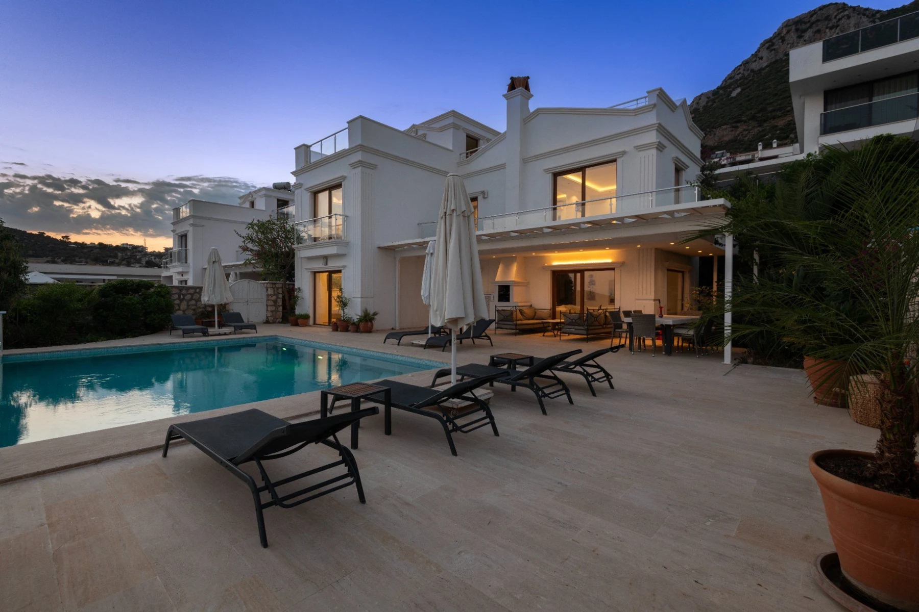 Terrace at dusk — Villa Yakamoz